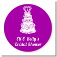 Wedding Cake - Round Personalized Bridal Shower Sticker Labels thumbnail