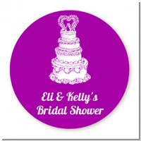 Wedding Cake - Round Personalized Bridal Shower Sticker Labels