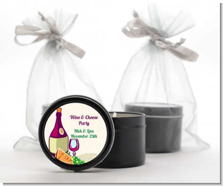 Wine & Cheese - Bridal Shower Black Candle Tin Favors
