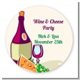 Wine & Cheese - Round Personalized Bridal Shower Sticker Labels thumbnail