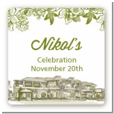 Winery - Square Personalized Bridal Shower Sticker Labels
