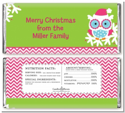 Winter Owl - Personalized Christmas Candy Bar Wrappers