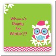 Winter Owl - Square Personalized Christmas Sticker Labels thumbnail