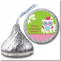 Winter Owl - Hershey Kiss Christmas Sticker Labels