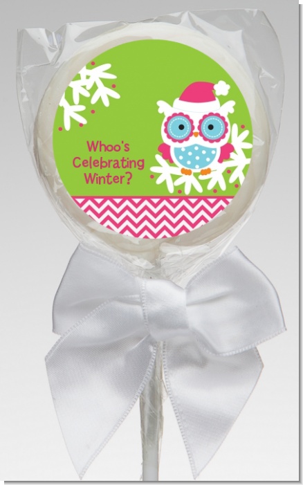 Winter Owl - Personalized Christmas Lollipop Favors