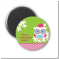 Winter Owl - Personalized Christmas Magnet Favors