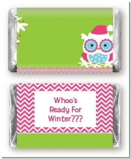 Winter Owl - Personalized Christmas Mini Candy Bar Wrappers