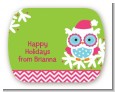 Winter Owl - Personalized Christmas Rounded Corner Stickers thumbnail