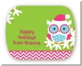 Winter Owl - Personalized Christmas Rounded Corner Stickers