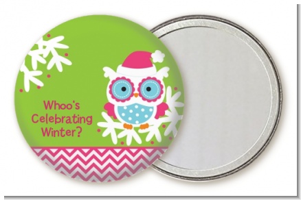 Winter Owl - Personalized Christmas Pocket Mirror Favors