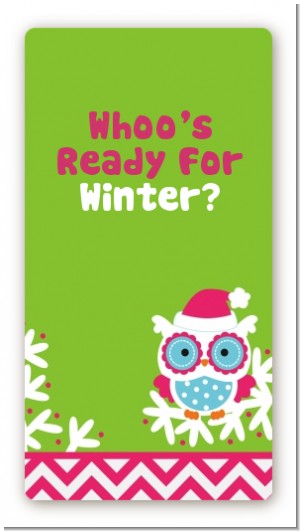 Winter Owl - Custom Rectangle Christmas Sticker/Labels
