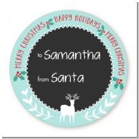 Winter Reindeer - Round Personalized Christmas Sticker Labels