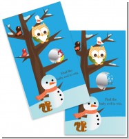 Owl - Winter Theme or Christmas - Baby Shower Scratch Off Game Tickets