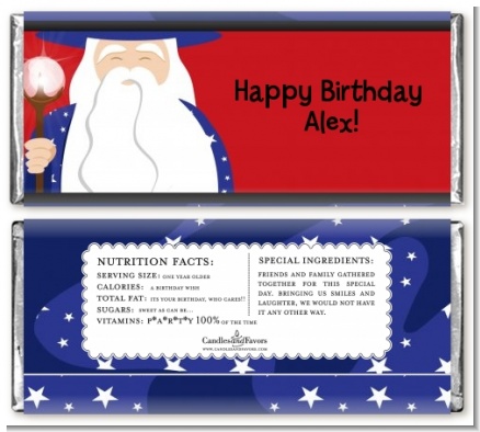 Wizard - Personalized Birthday Party Candy Bar Wrappers