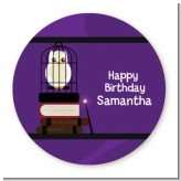 Wizard Tools & Owl - Round Personalized Birthday Party Sticker Labels
