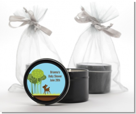 Woodland Forest - Baby Shower Black Candle Tin Favors