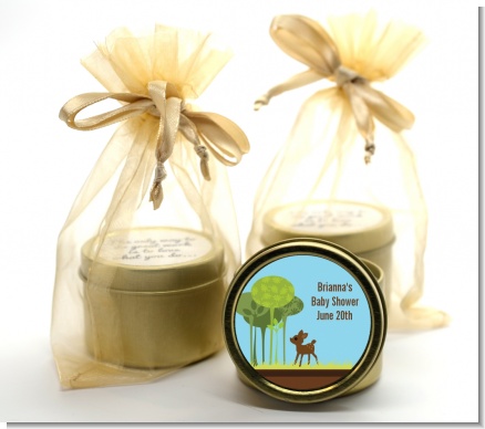 Woodland Forest - Baby Shower Gold Tin Candle Favors