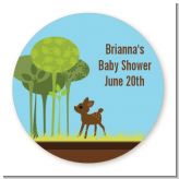 Woodland Forest - Round Personalized Baby Shower Sticker Labels