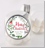 Wreath with Cardinal - Personalized Christmas Candy Jar