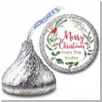 Wreath with Cardinal - Hershey Kiss Christmas Sticker Labels