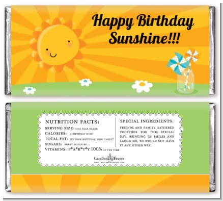 You Are My Sunshine - Personalized Birthday Party Candy Bar Wrappers