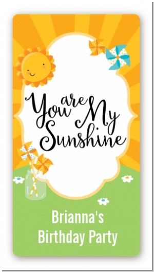 You Are My Sunshine - Custom Rectangle Birthday Party Sticker/Labels