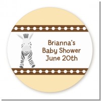 Zebra - Round Personalized Baby Shower Sticker Labels
