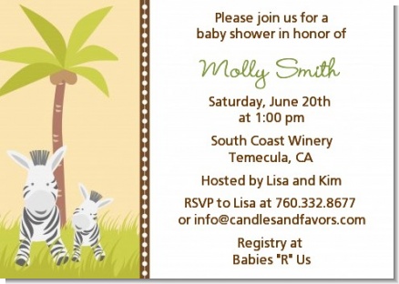 Zebra - Baby Shower Invitations