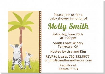 Zebra - Baby Shower Petite Invitations