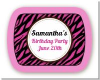 Zebra Print Pink & Black - Personalized Birthday Party Rounded Corner Stickers