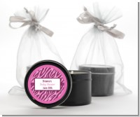 Zebra Print Baby Pink - Baby Shower Black Candle Tin Favors