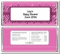 Zebra Print Baby Pink - Personalized Baby Shower Candy Bar Wrappers