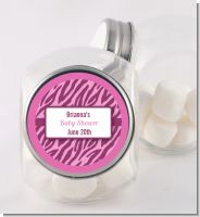 Zebra Print Baby Pink - Personalized Baby Shower Candy Jar