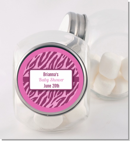 Zebra Print Baby Pink - Personalized Baby Shower Candy Jar