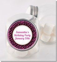 Zebra Print Pink & Black - Personalized Birthday Party Candy Jar
