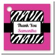 Zebra Print Pink & Black - Personalized Birthday Party Card Stock Favor Tags thumbnail