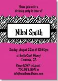 Zebra Print Pink - Birthday Party Invitations