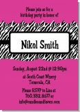 Zebra Print Pink - Birthday Party Invitations Zebra Print Pink - Birthday Party Invitations