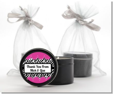 Zebra Print Pink - Birthday Party Black Candle Tin Favors