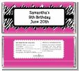 Zebra Print Pink - Personalized Birthday Party Candy Bar Wrappers thumbnail