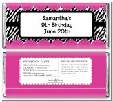 Zebra Print Pink - Personalized Birthday Party Candy Bar Wrappers Zebra Print Pink - Personalized Birthday Party Candy Bar Wrappers