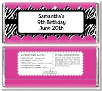 Zebra Print Pink - Personalized Birthday Party Candy Bar Wrappers