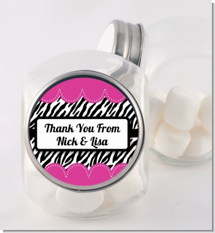 Zebra Print Pink - Personalized Birthday Party Candy Jar