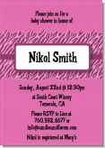 Zebra Print Baby Pink - Baby Shower Invitations