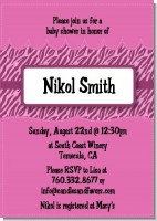 Zebra Print Baby Pink - Baby Shower Invitations