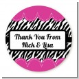 Zebra Print Pink - Round Personalized Birthday Party Sticker Labels thumbnail