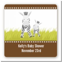 Zebra - Square Personalized Baby Shower Sticker Labels