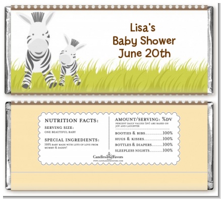 Zebra - Personalized Baby Shower Candy Bar Wrappers