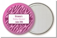 Zebra Print Baby Pink - Personalized Baby Shower Pocket Mirror Favors