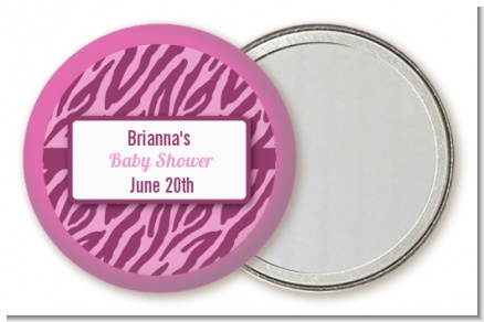 Zebra Print Baby Pink - Personalized Baby Shower Pocket Mirror Favors